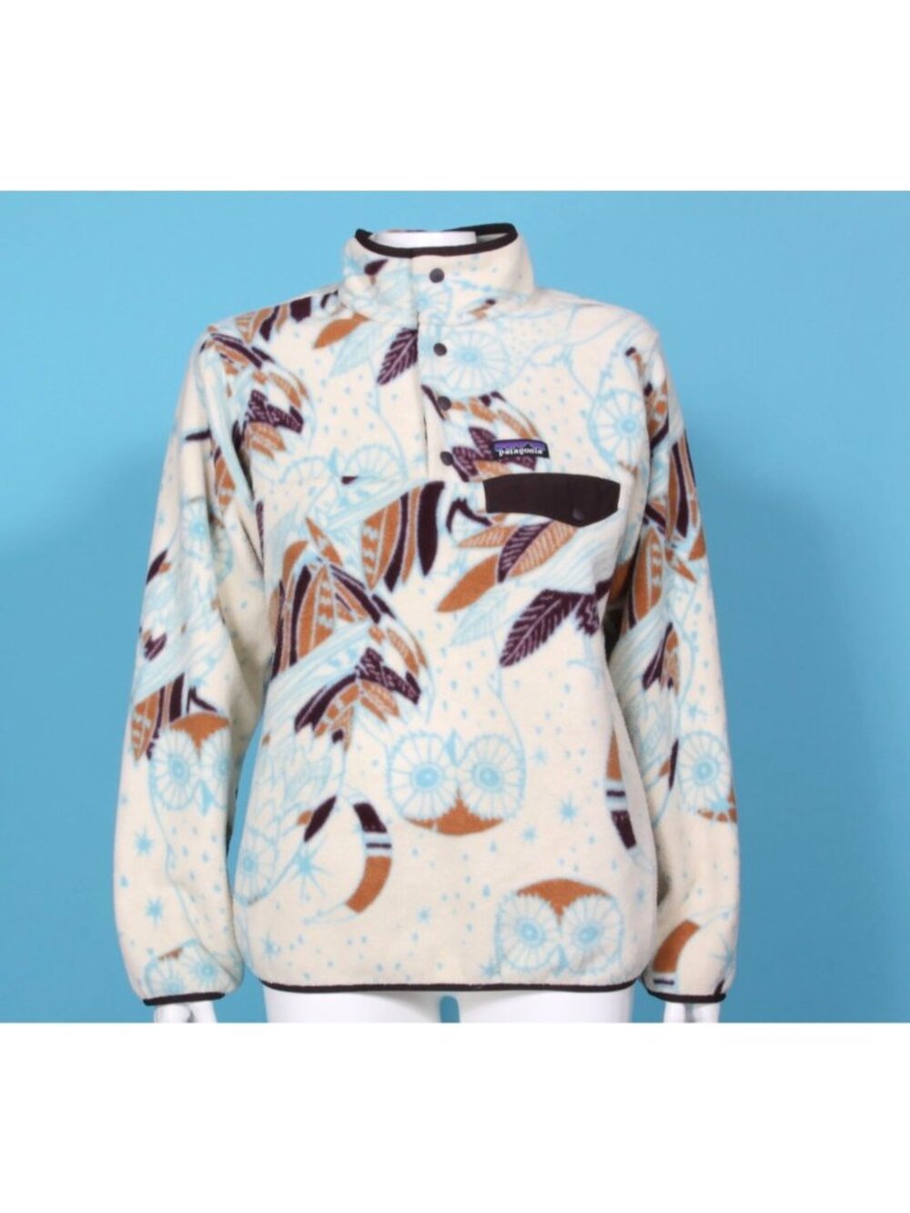 Patagonia Synchilla Snap T Fleece Harvest Moon Owl Print Women’s Size Small /054